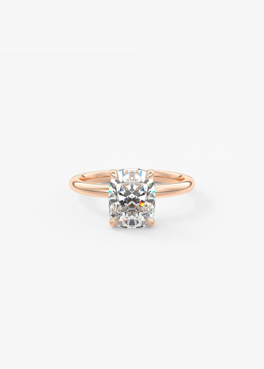 Elongated Cushion Solitaire Lab Grown Diamond Engagement Ring
