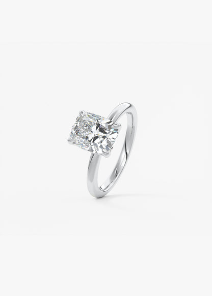 Elongated Cushion Solitaire Lab Grown Diamond Engagement Ring