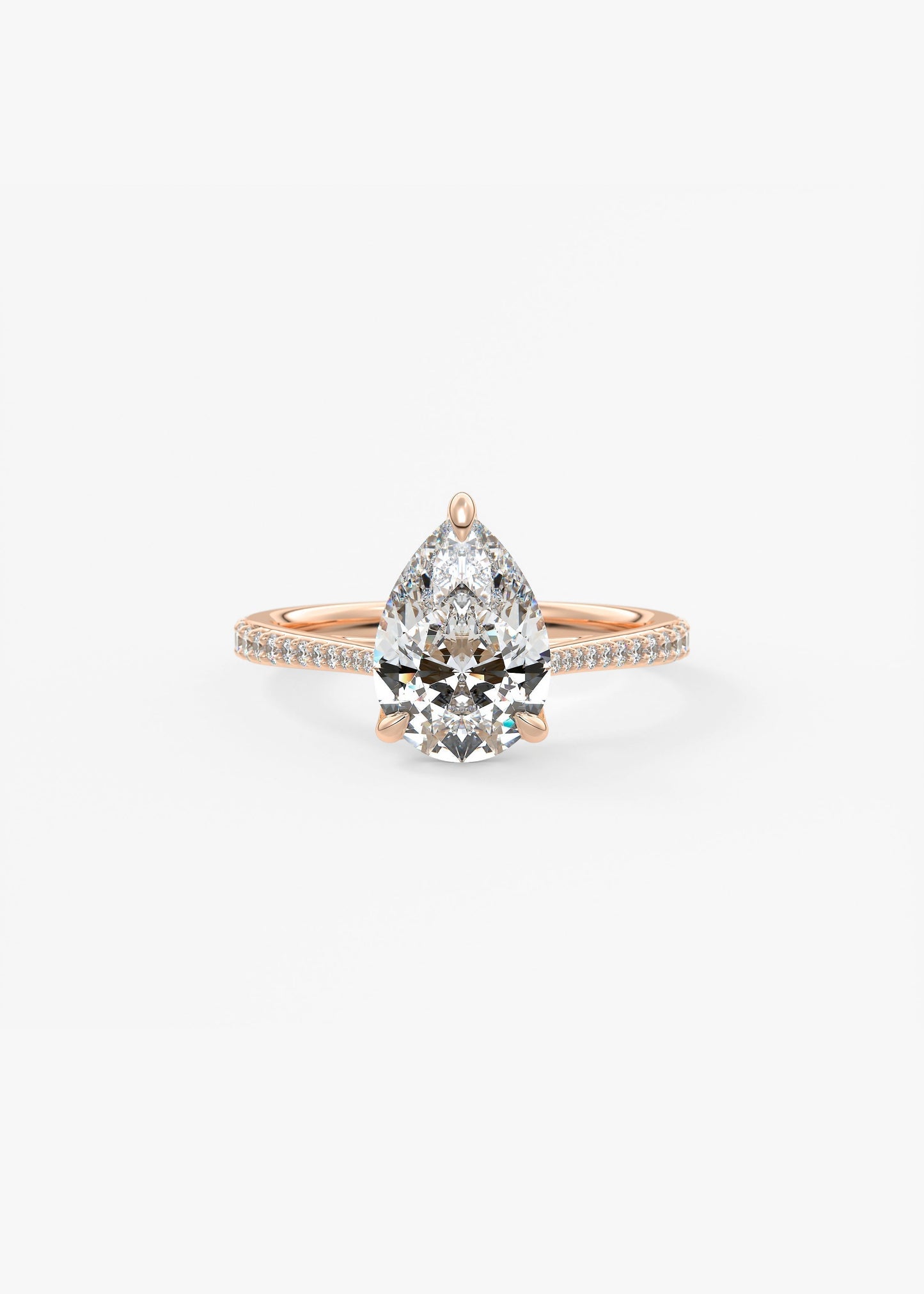 Pear Pave Cathedral Lab Grown Diamond Engagement Ring