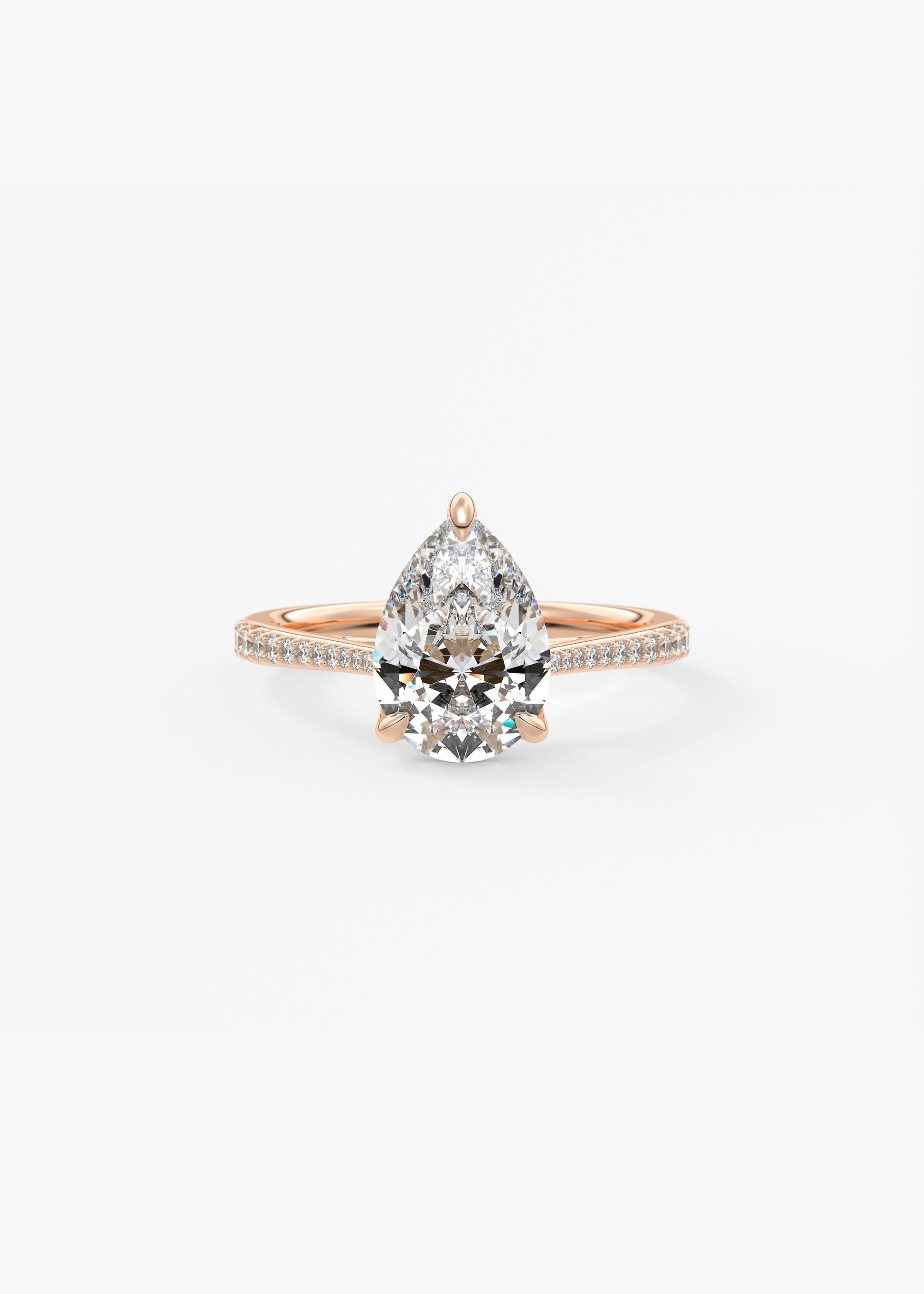 Pear Pave Cathedral Lab Grown Diamond Engagement Ring