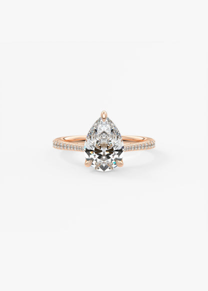 Pear Pave Cathedral Lab Grown Diamond Engagement Ring