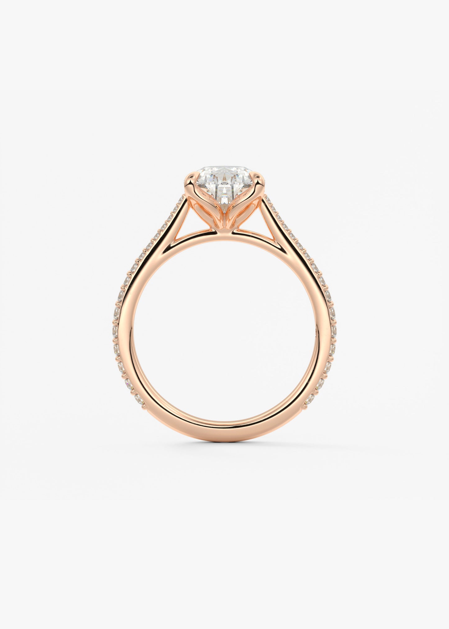 Pear Pave Cathedral Lab Grown Diamond Engagement Ring