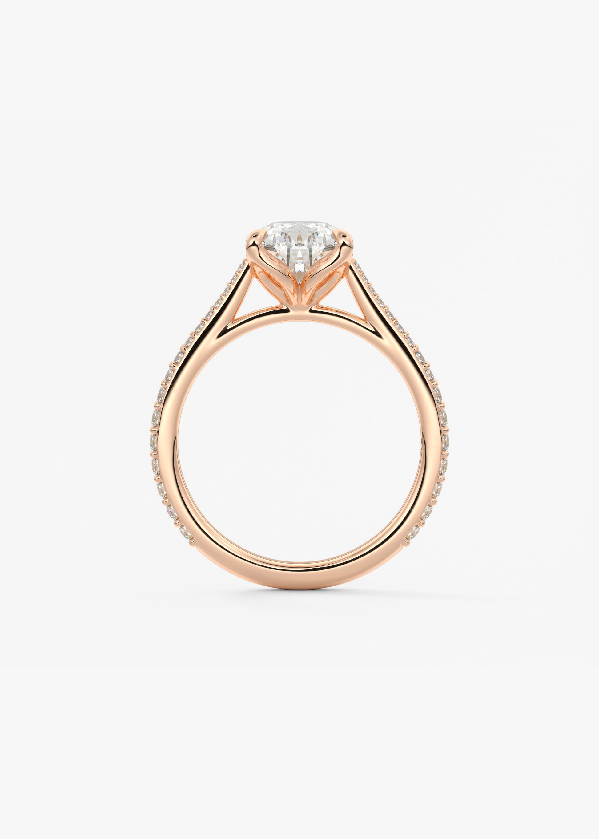 Pear Pave Cathedral Lab Grown Diamond Engagement Ring