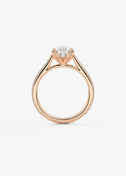 Pear Pave Cathedral Lab Grown Diamond Engagement Ring