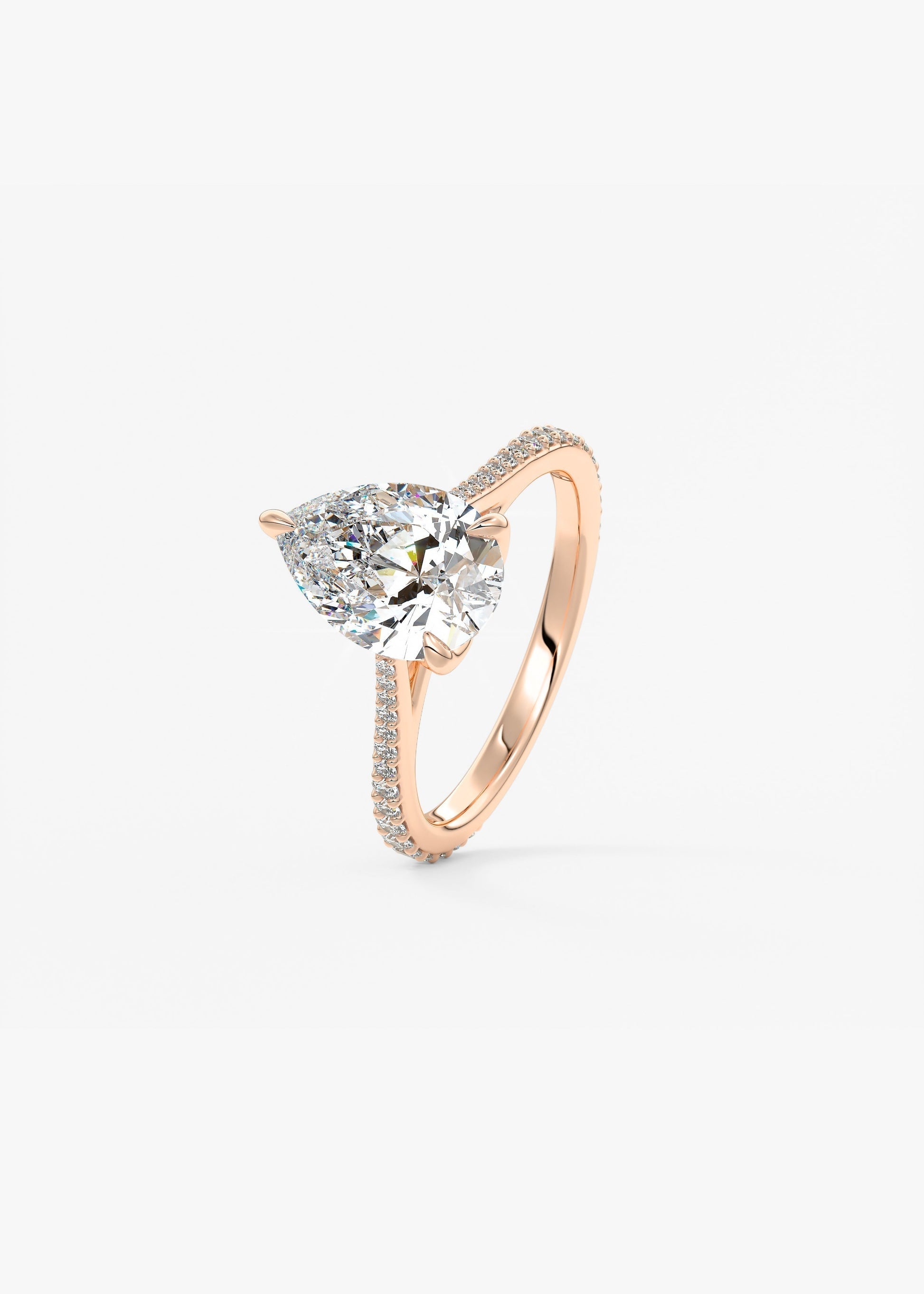Pear Pave Cathedral Lab Grown Diamond Engagement Ring