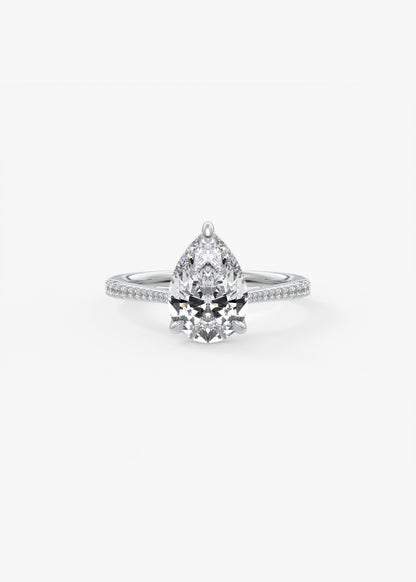 Pear Pave Cathedral Lab Grown Diamond Engagement Ring