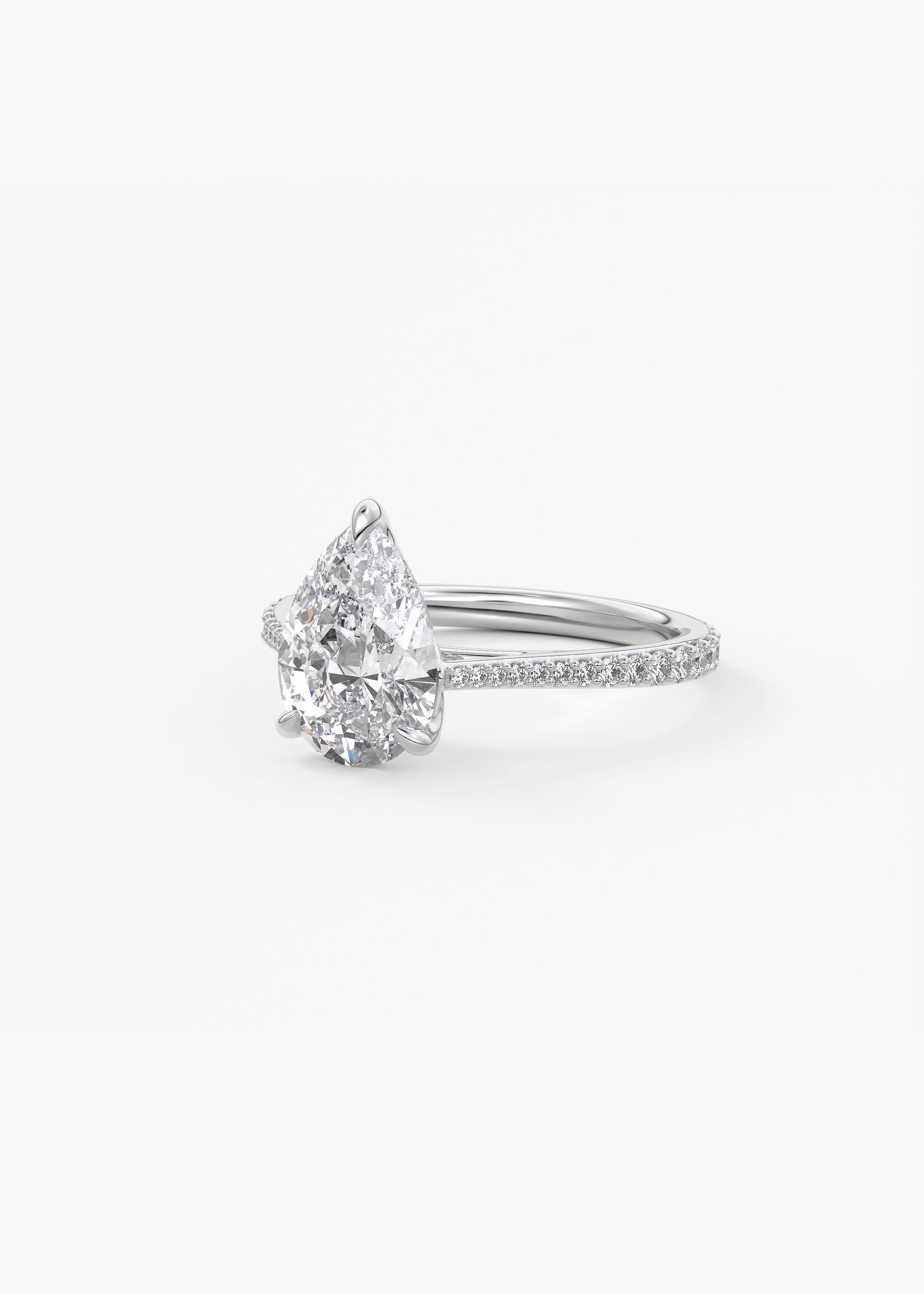 Pear Pave Cathedral Lab Grown Diamond Engagement Ring