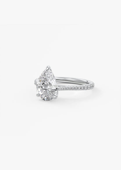 Pear Pave Cathedral Lab Grown Diamond Engagement Ring