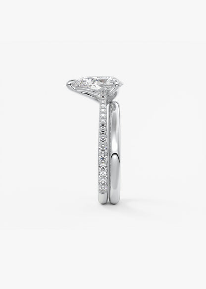 Pear Pave Cathedral Lab Grown Diamond Engagement Ring