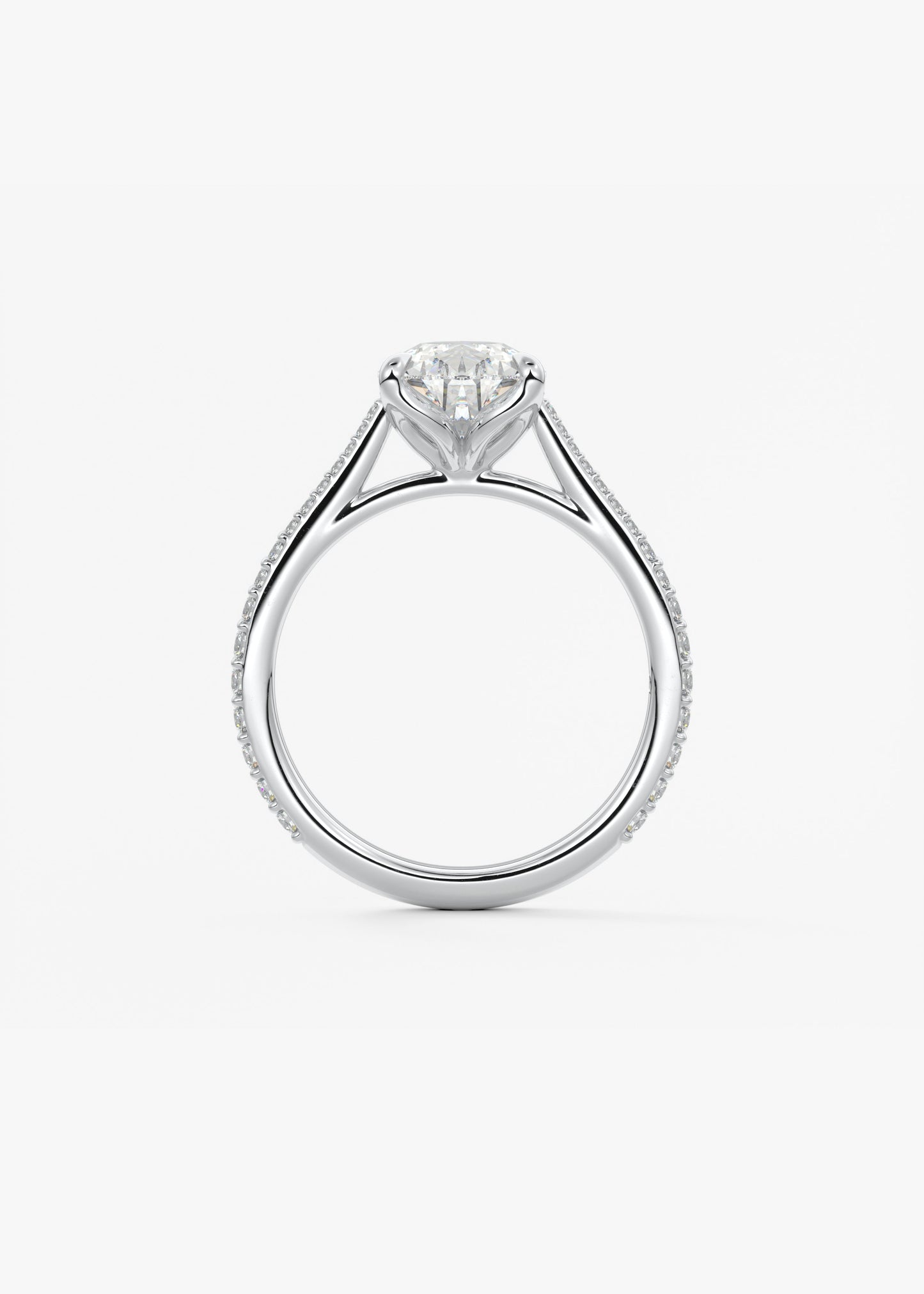 Pear Pave Cathedral Lab Grown Diamond Engagement Ring