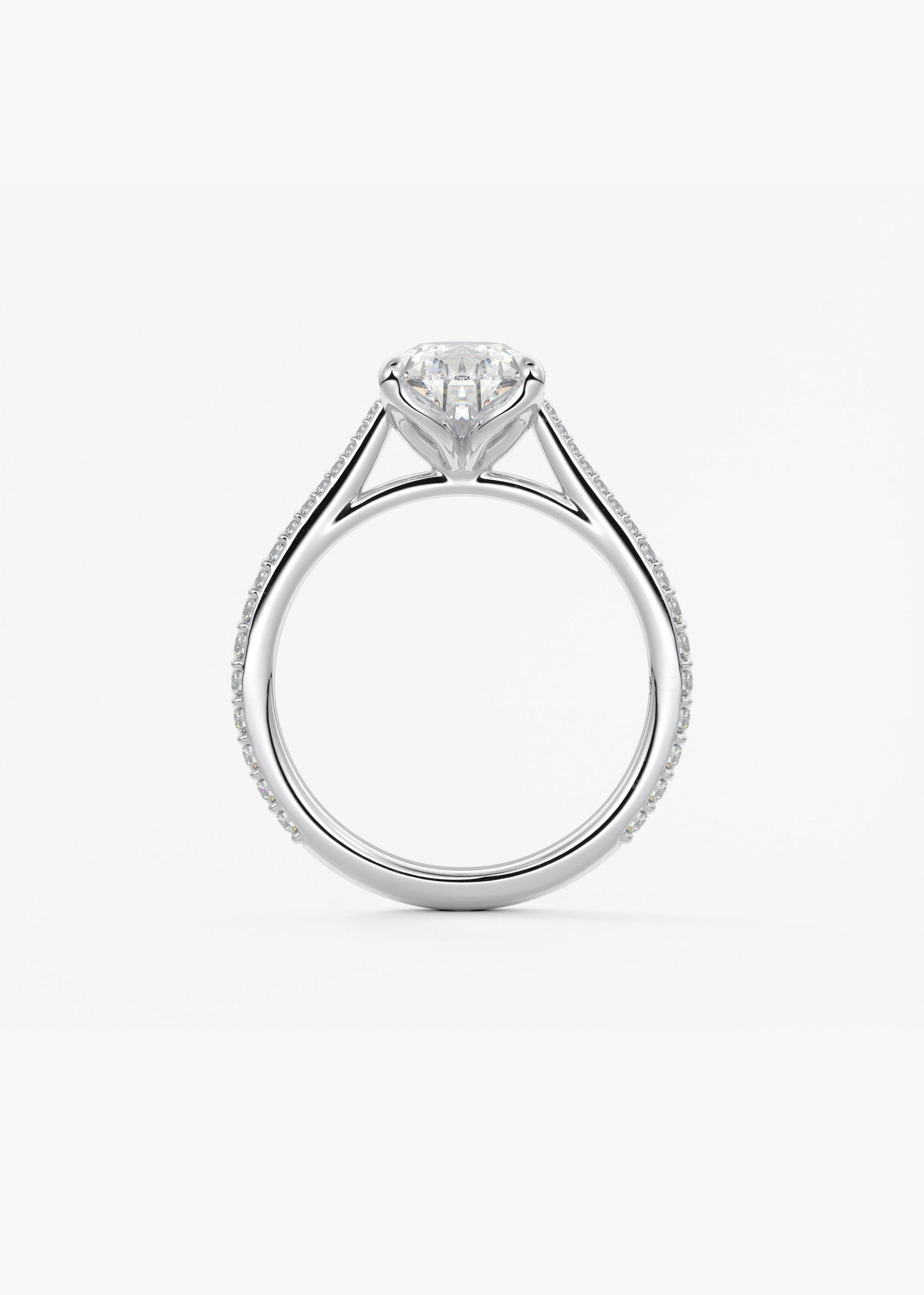 Pear Pave Cathedral Lab Grown Diamond Engagement Ring