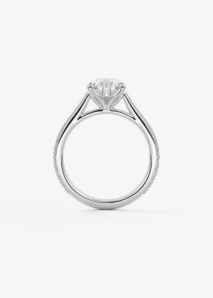 Pear Pave Cathedral Lab Grown Diamond Engagement Ring