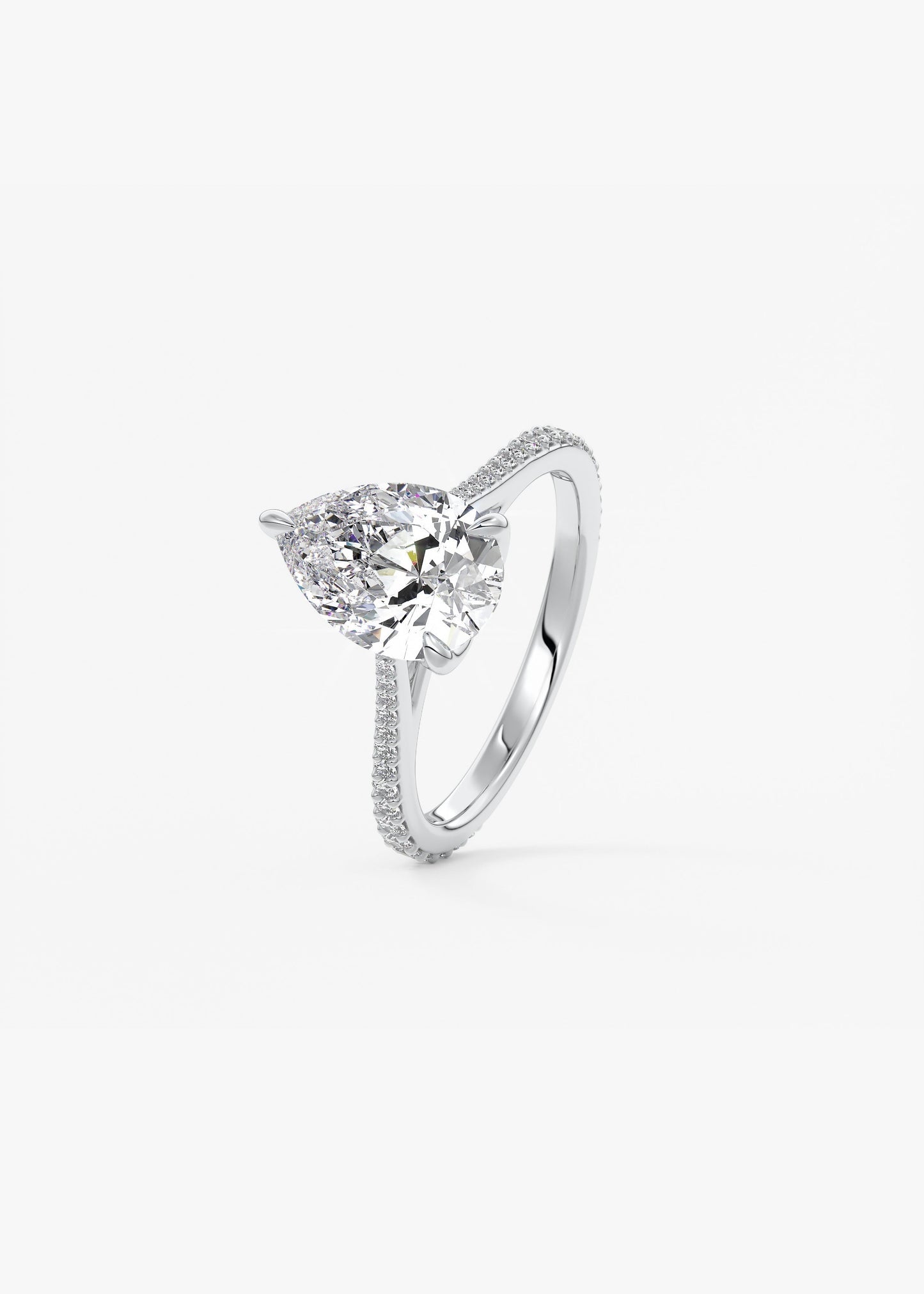 Pear Pave Cathedral Lab Grown Diamond Engagement Ring