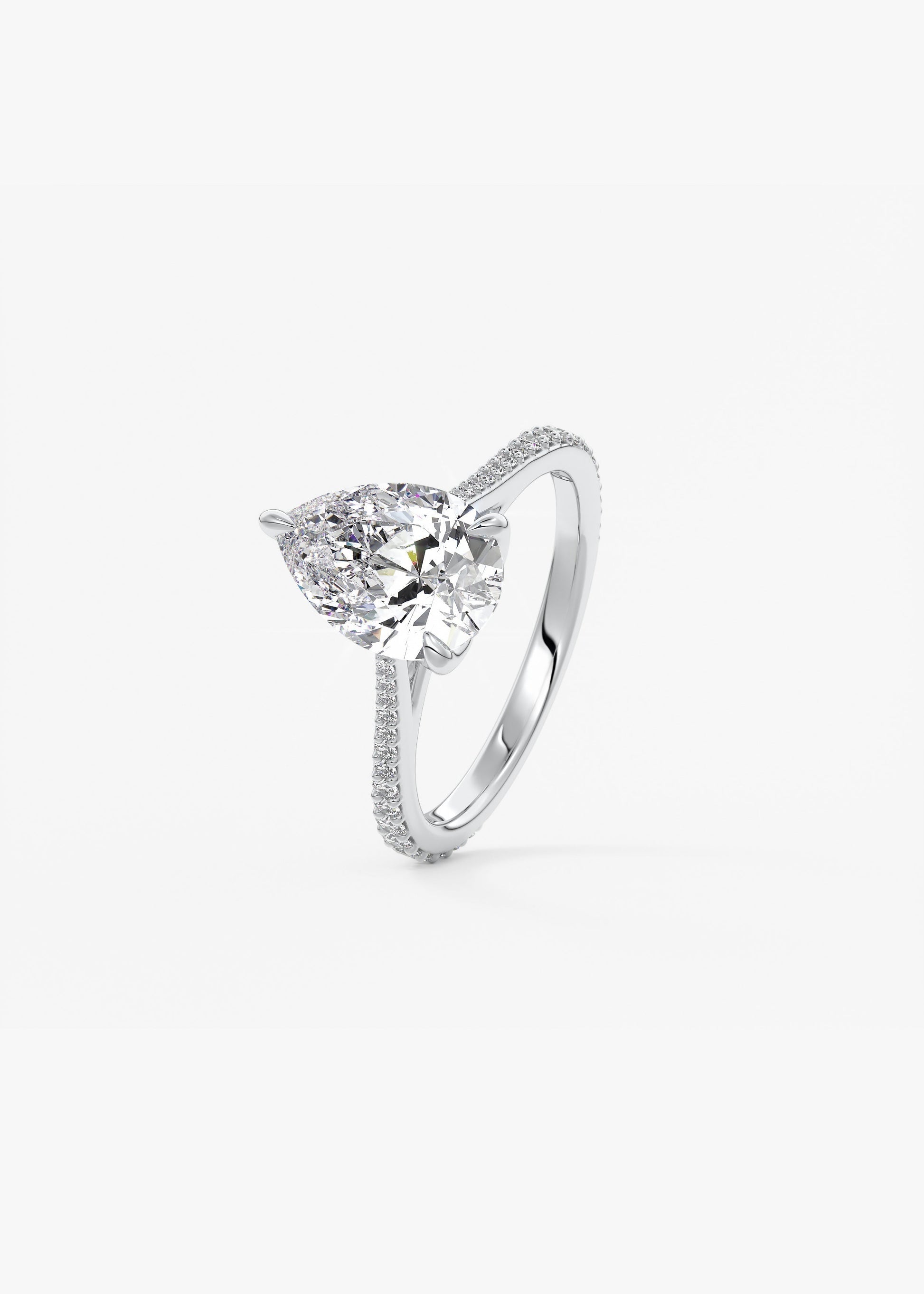 Pear Pave Cathedral Lab Grown Diamond Engagement Ring