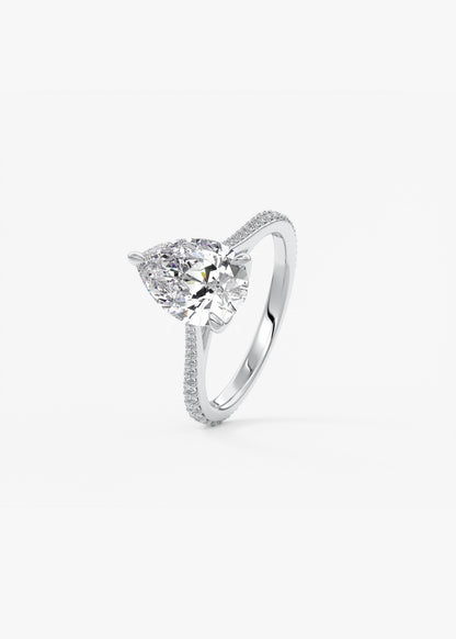 Pear Pave Cathedral Lab Grown Diamond Engagement Ring