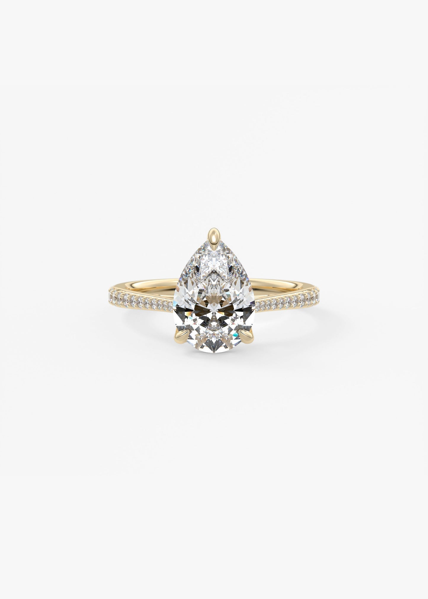 Pear Pave Cathedral Lab Grown Diamond Engagement Ring