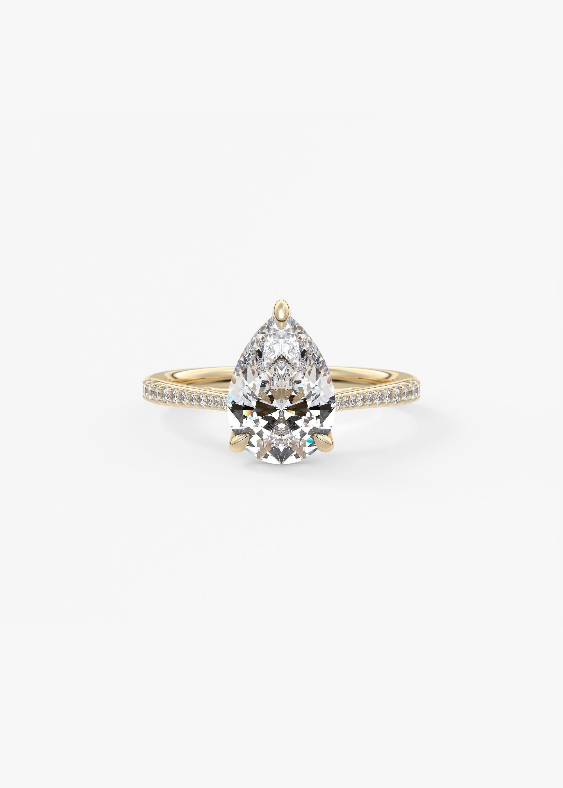 Pear Pave Cathedral Lab Grown Diamond Engagement Ring
