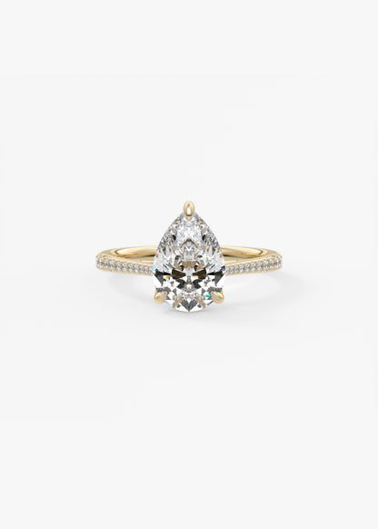 Pear Pave Cathedral Lab Grown Diamond Engagement Ring