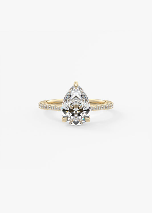 Pear Pave Cathedral Lab Grown Diamond Engagement Ring