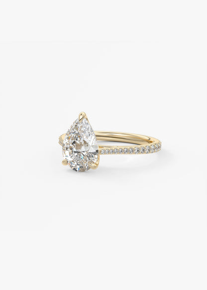 Pear Pave Cathedral Lab Grown Diamond Engagement Ring