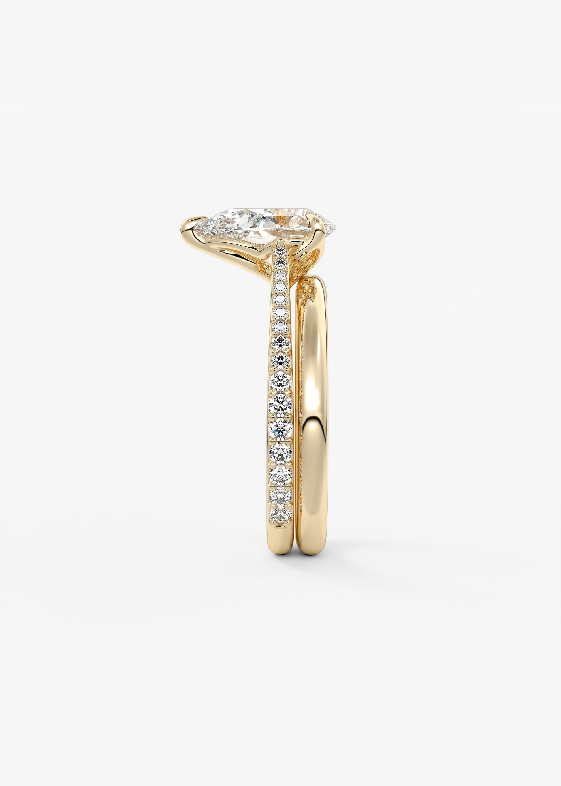 Pear Pave Cathedral Lab Grown Diamond Engagement Ring