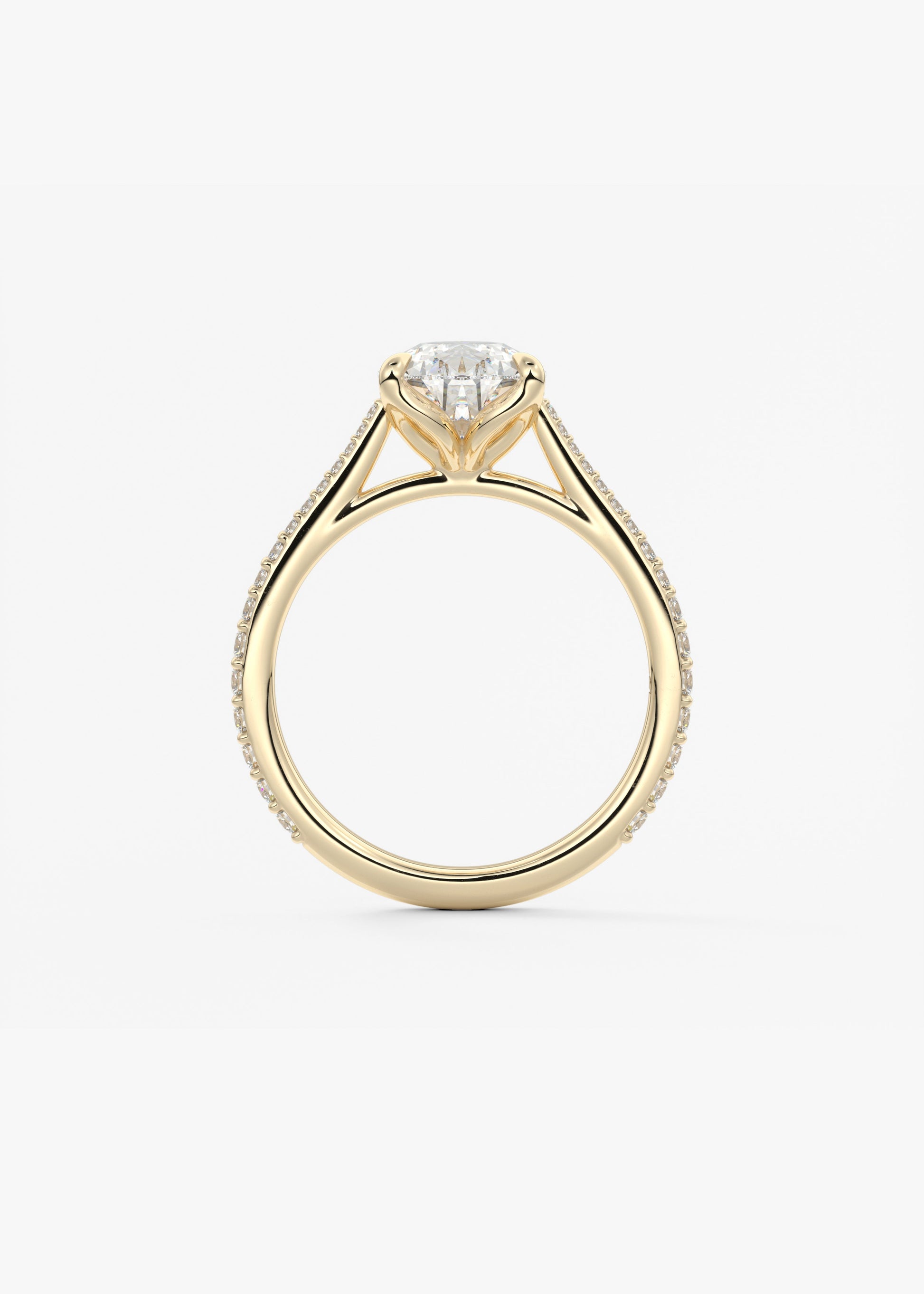 Pear Pave Cathedral Lab Grown Diamond Engagement Ring