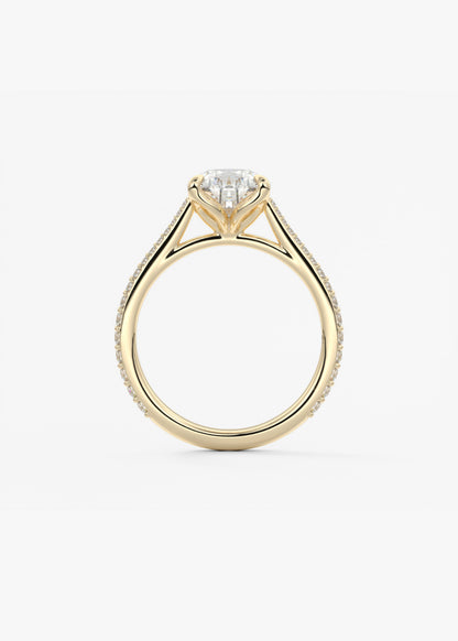 Pear Pave Cathedral Lab Grown Diamond Engagement Ring