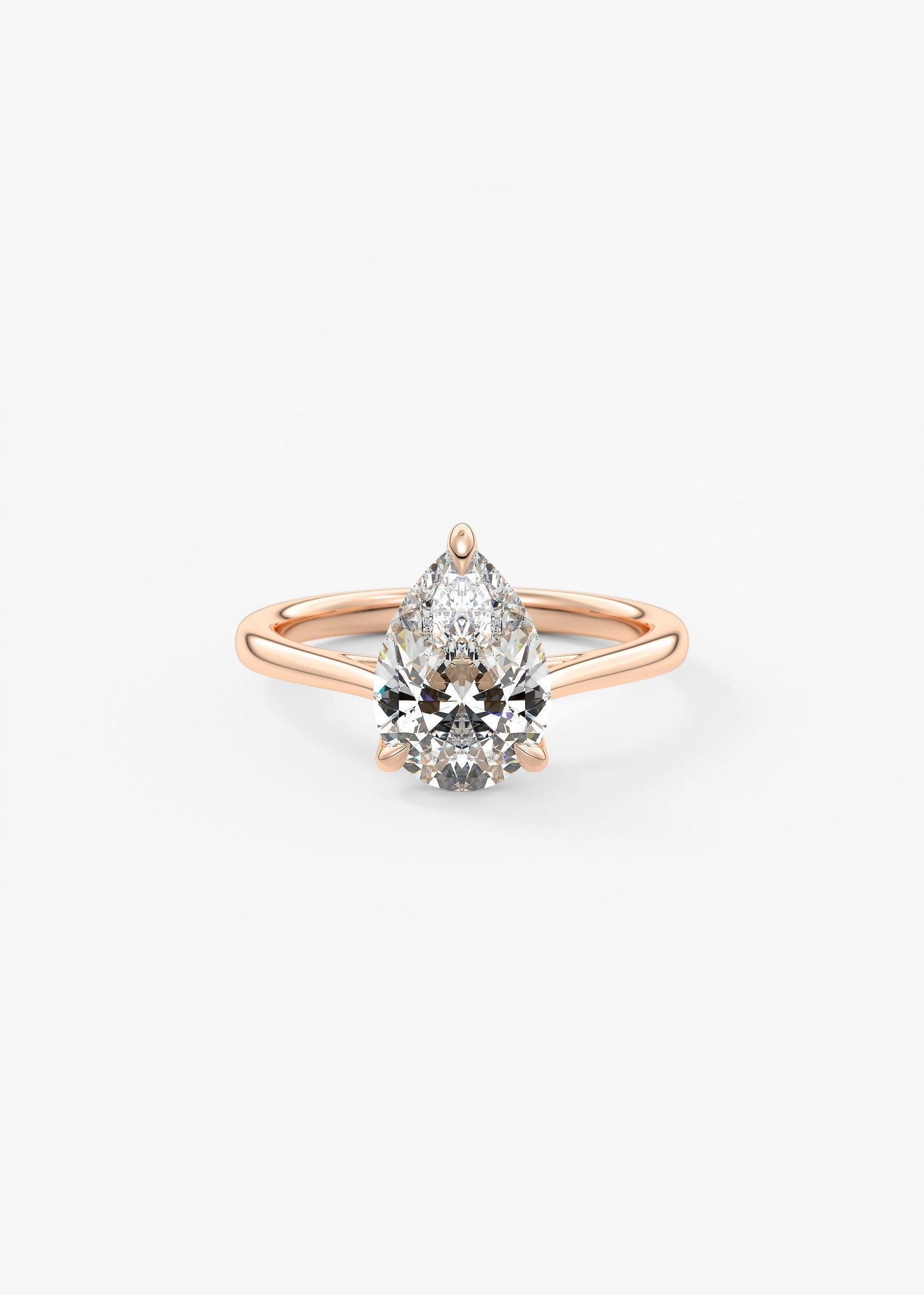 Pear Solitaire Cathedral Lab Grown Diamond Engagement Ring