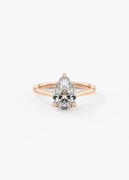 Pear Solitaire Cathedral Lab Grown Diamond Engagement Ring