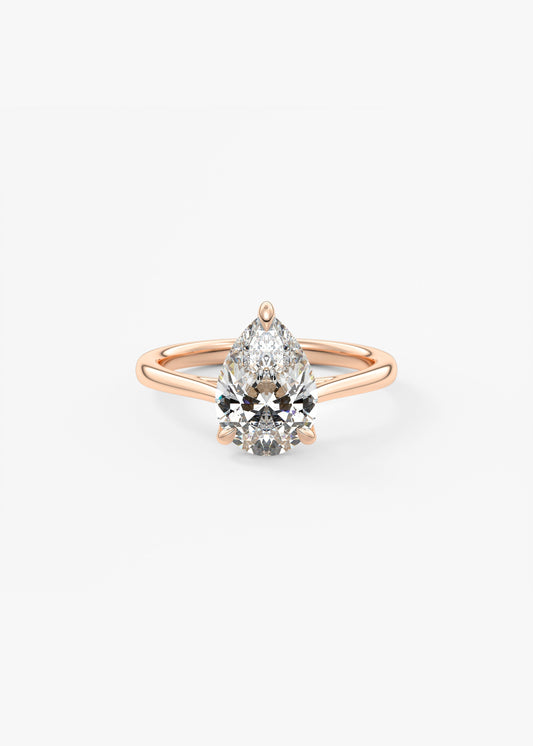 Pear Solitaire Cathedral Lab Grown Diamond Engagement Ring