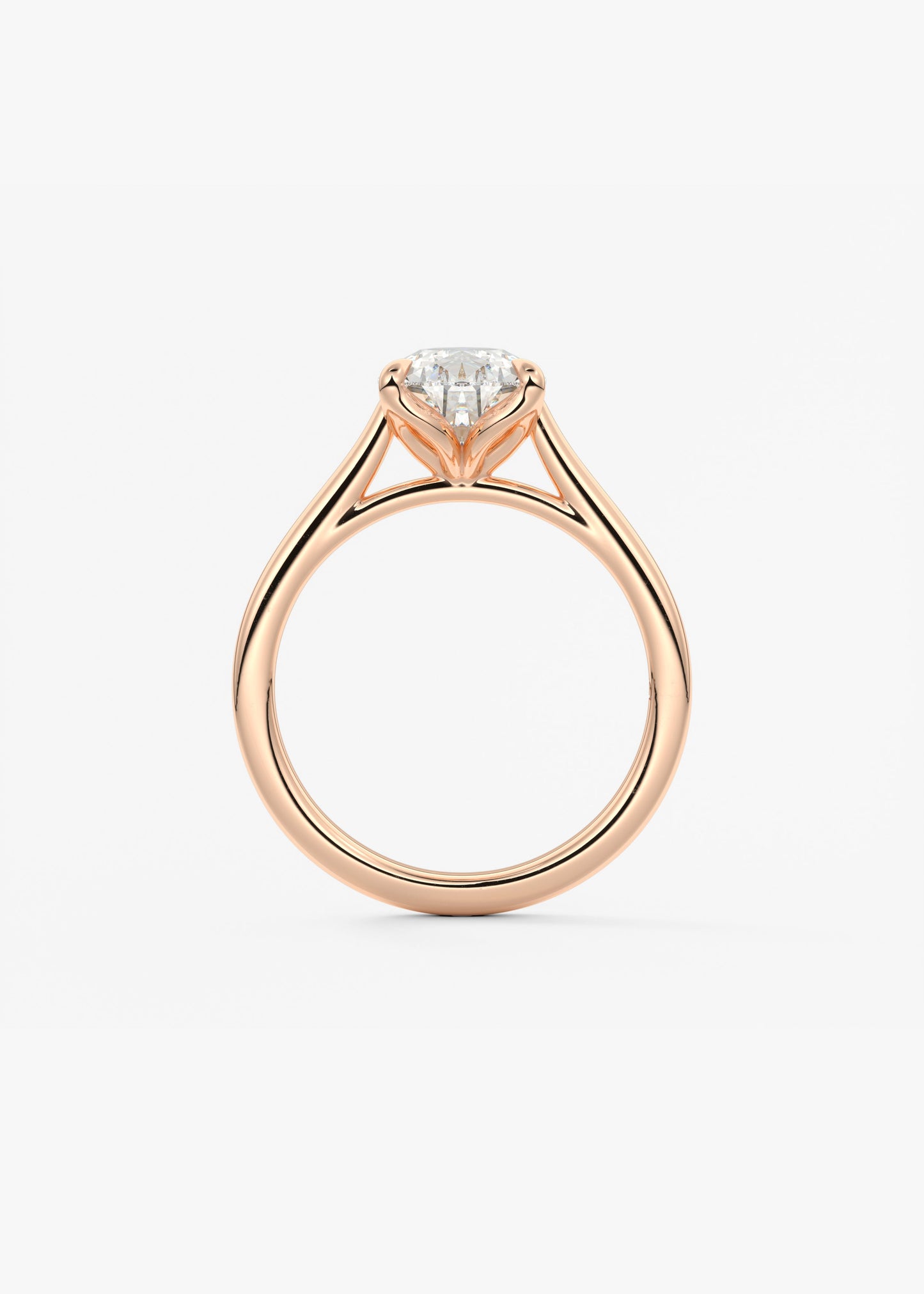 Pear Solitaire Cathedral Lab Grown Diamond Engagement Ring