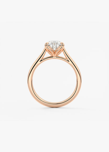 Pear Solitaire Cathedral Lab Grown Diamond Engagement Ring