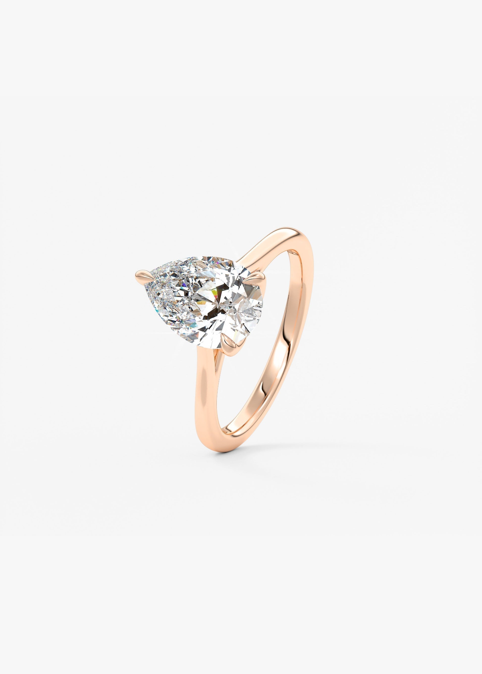 Pear Solitaire Cathedral Lab Grown Diamond Engagement Ring