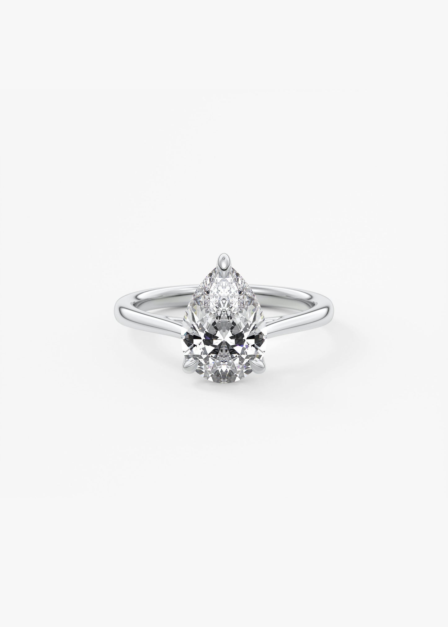 Pear Solitaire Cathedral Lab Grown Diamond Engagement Ring