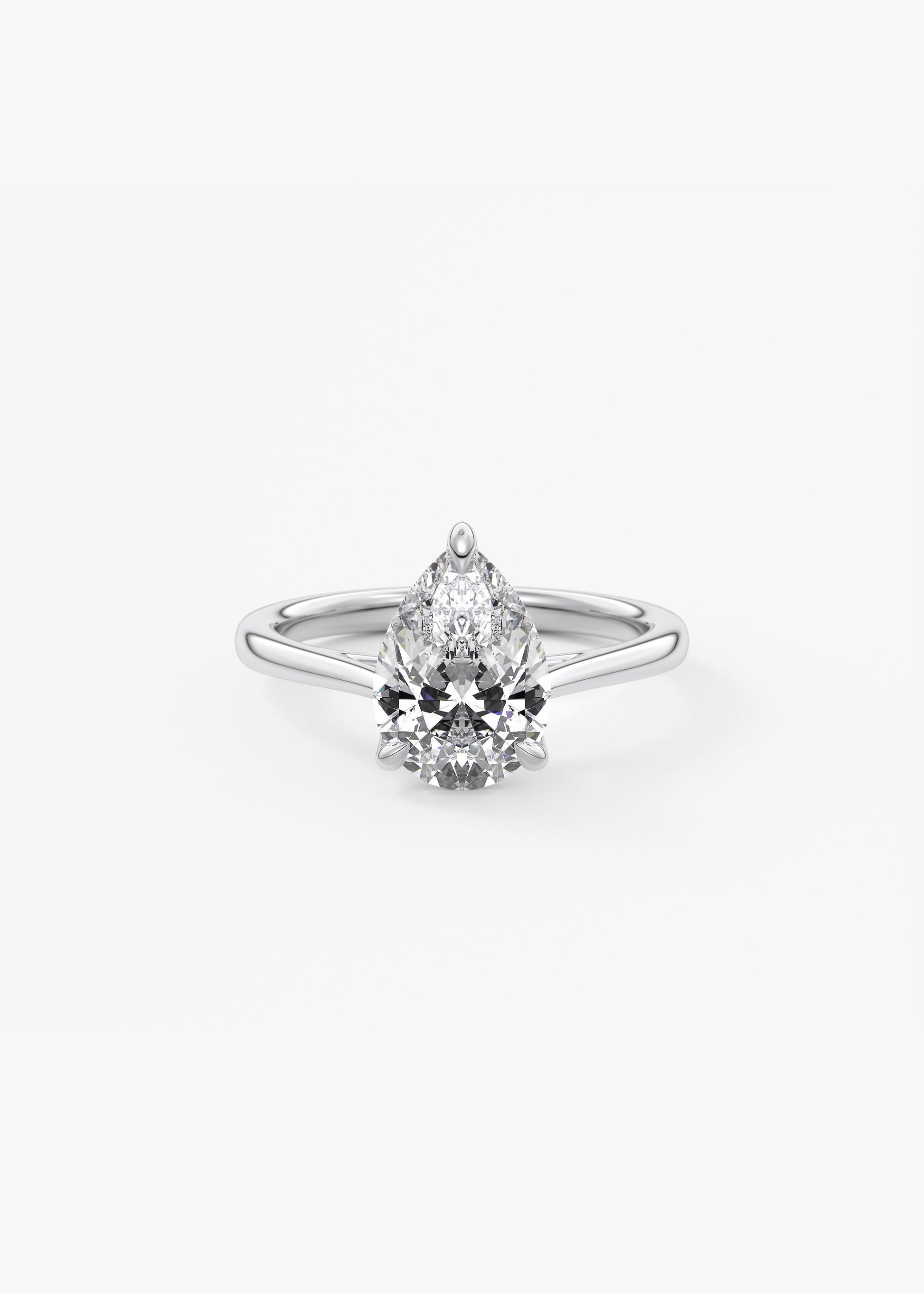 Pear Solitaire Cathedral Lab Grown Diamond Engagement Ring