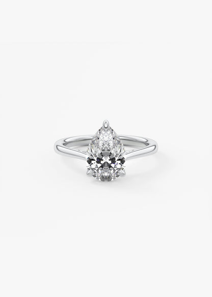 Pear Solitaire Cathedral Lab Grown Diamond Engagement Ring