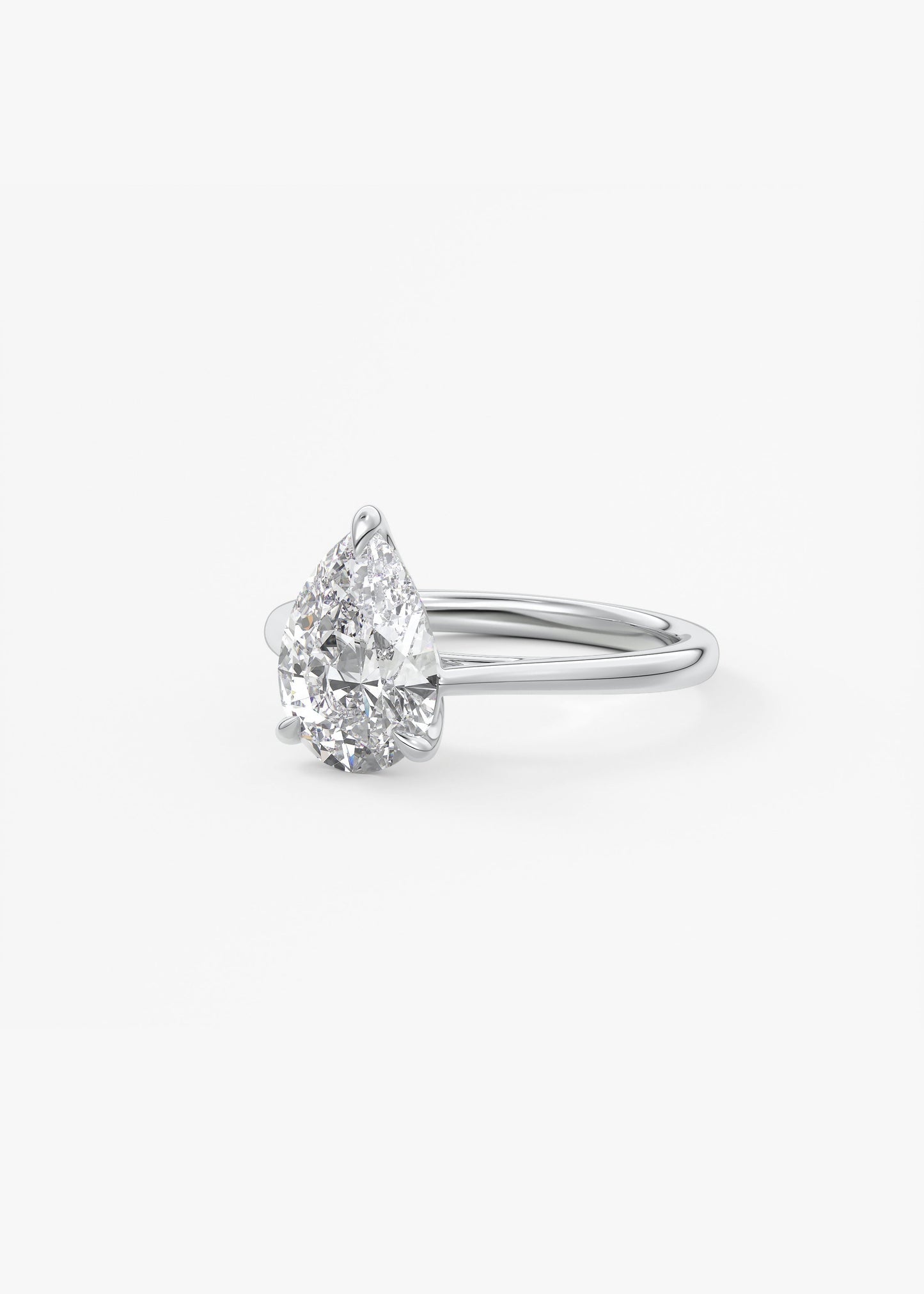 Pear Solitaire Cathedral Lab Grown Diamond Engagement Ring