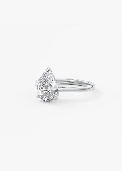 Pear Solitaire Cathedral Lab Grown Diamond Engagement Ring