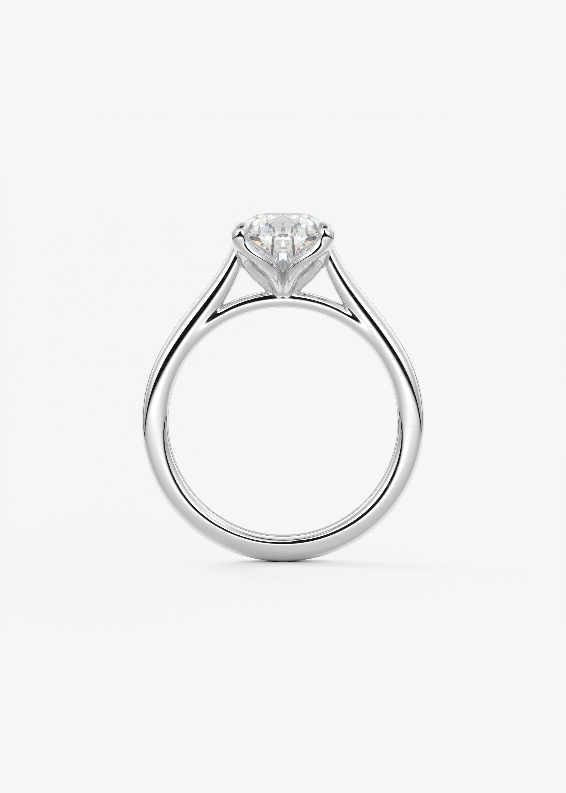 Pear Solitaire Cathedral Lab Grown Diamond Engagement Ring