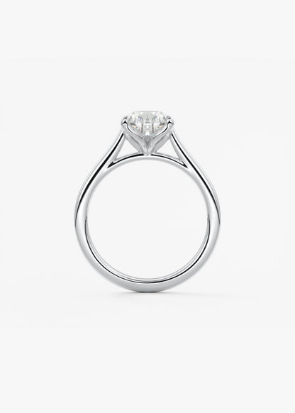 Pear Solitaire Cathedral Lab Grown Diamond Engagement Ring