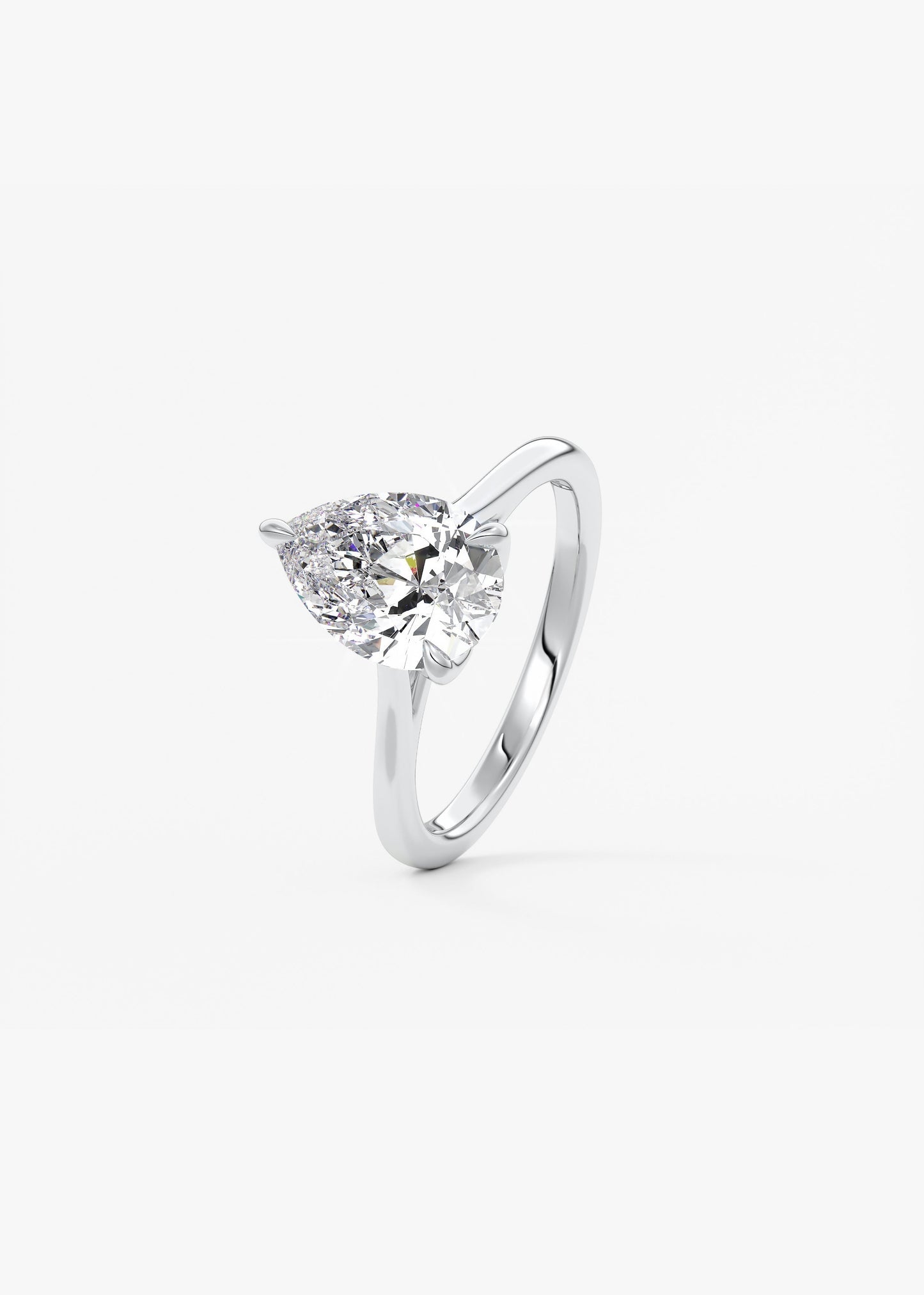 Pear Solitaire Cathedral Lab Grown Diamond Engagement Ring