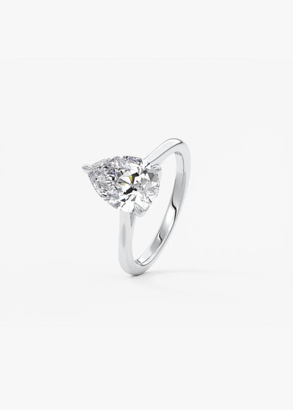 Pear Solitaire Cathedral Lab Grown Diamond Engagement Ring