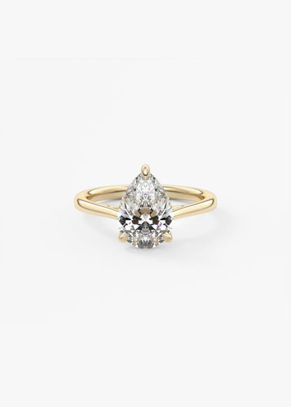 Pear Solitaire Cathedral Lab Grown Diamond Engagement Ring