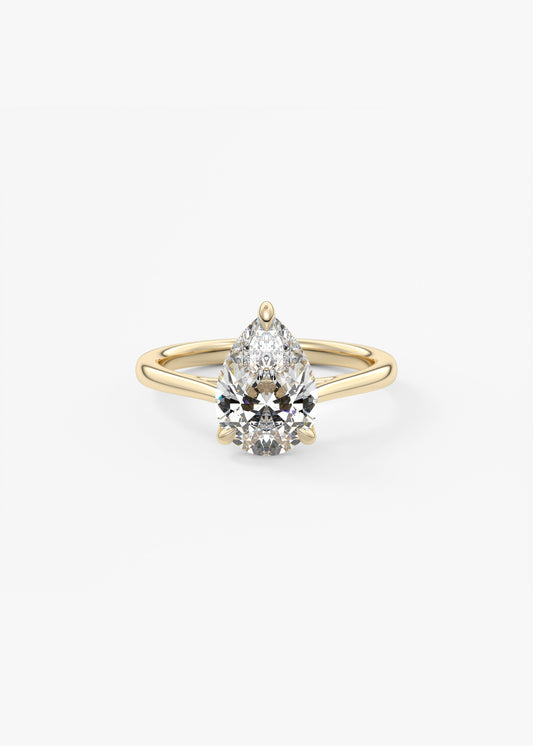 Pear Solitaire Cathedral Lab Grown Diamond Engagement Ring