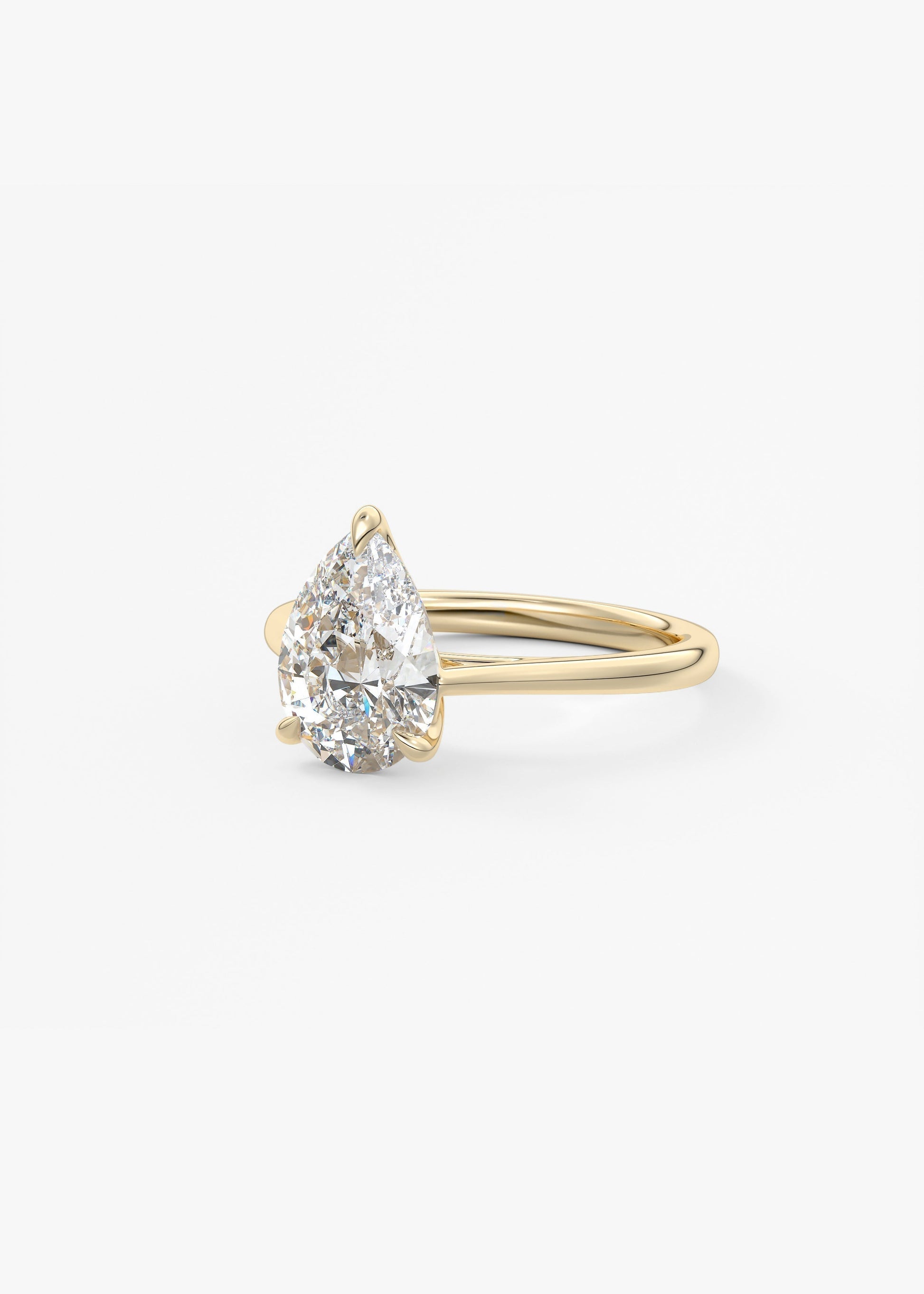 Pear Solitaire Cathedral Lab Grown Diamond Engagement Ring