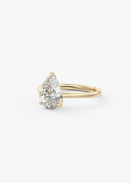 Pear Solitaire Cathedral Lab Grown Diamond Engagement Ring
