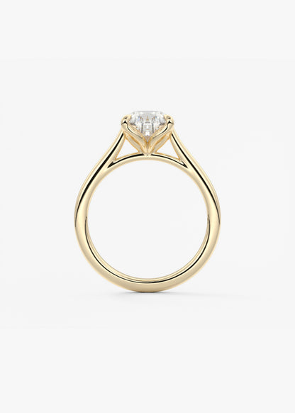 Pear Solitaire Cathedral Lab Grown Diamond Engagement Ring