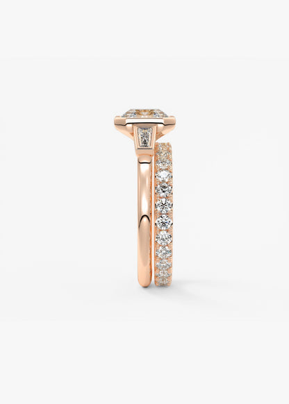 Asscher Three Stone Lab Grown Diamond Engagement Ring