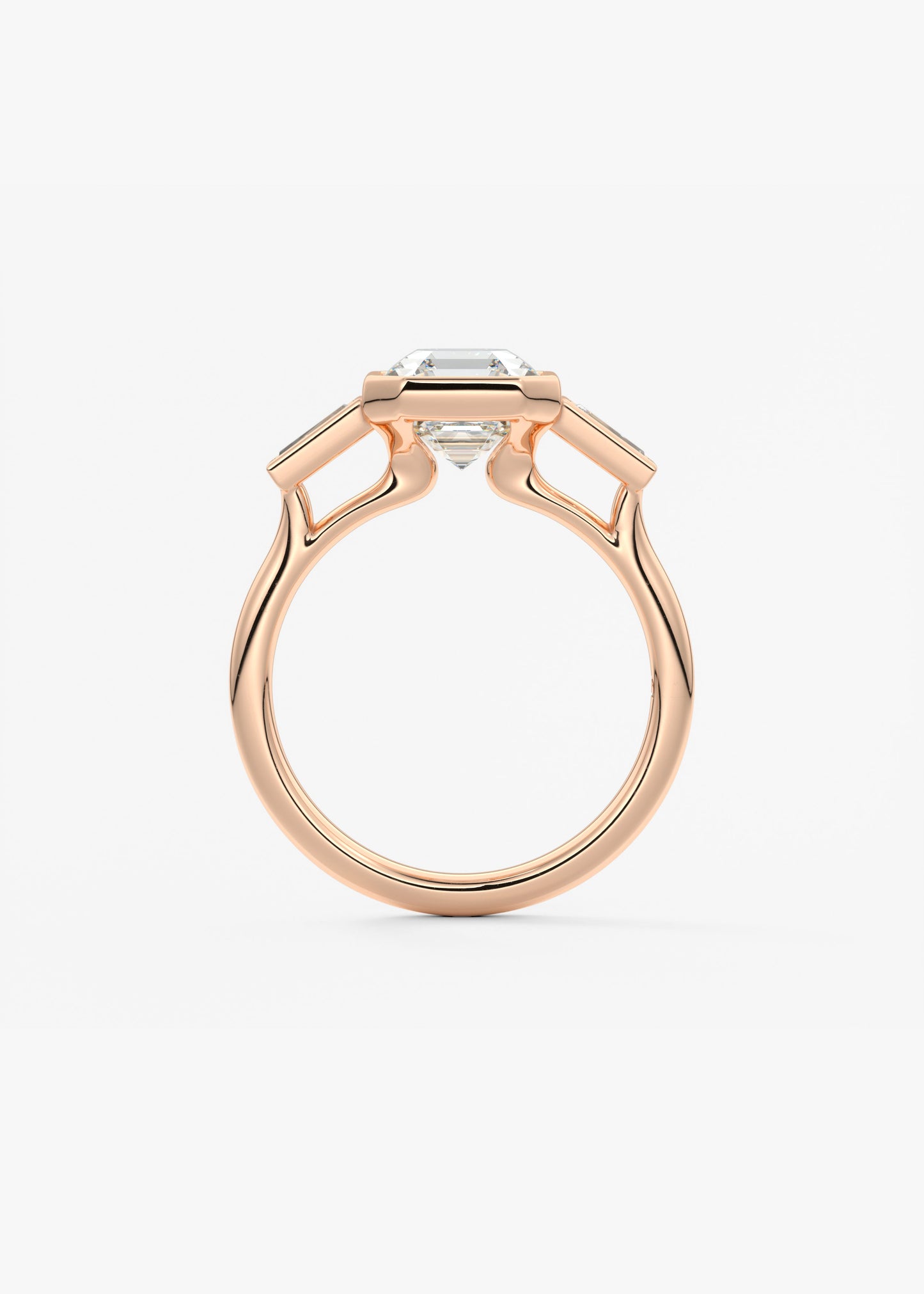 Asscher Three Stone Lab Grown Diamond Engagement Ring