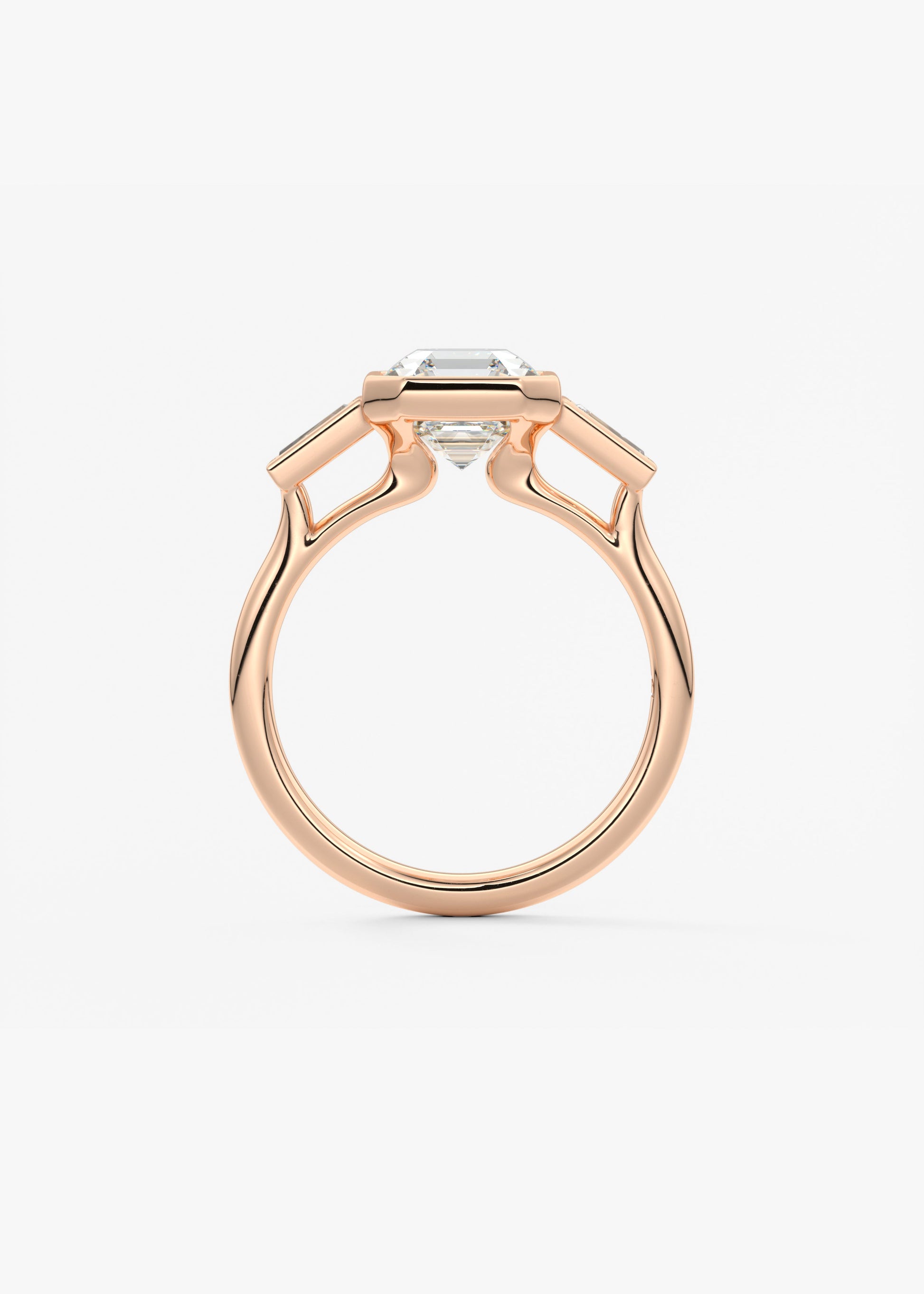Asscher Three Stone Lab Grown Diamond Engagement Ring